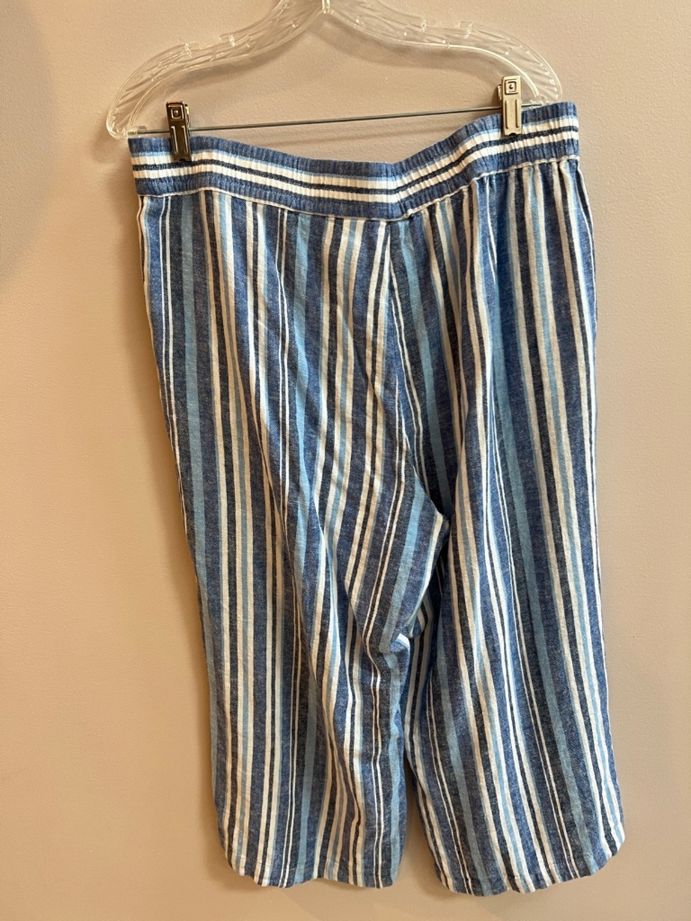 Ruby Rd. Blue and White Striped Capris with Label Detail - Picture 4 of 4